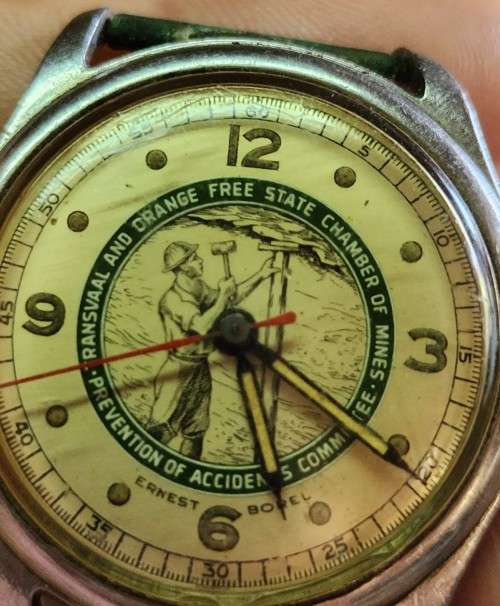 EXTREMELY RARE ERNEST BOREL TRANSVAAL AND ORANGE FREE STATE CHAMBER OF MINES WATCH ISSUED TO A H REX